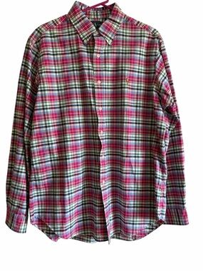 Polo by Ralph Lauren Pink and Green Plaid Button-Down Shirt